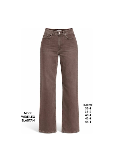 Miss Poem Kadın Kahverengi Elastanlı Geniş Paça Jean Pantolon