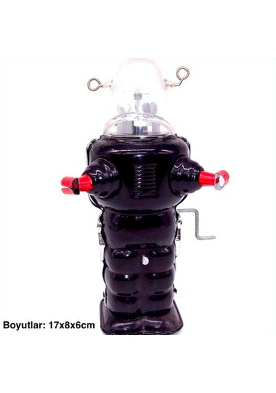Omeniv Siyah Robot Figür Oyuncak Elle Kurmalı Teşhir Ürün