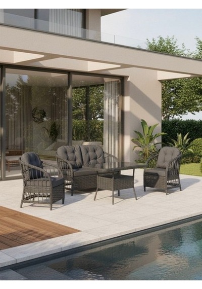 Dora Garden Home Nova 2+1+1 Rattan Bahçe Takımı Masalı Antrasit Dora Garden Home Nova 2+1+1 Rattan Bahçe Takımı Masalı Antrasit