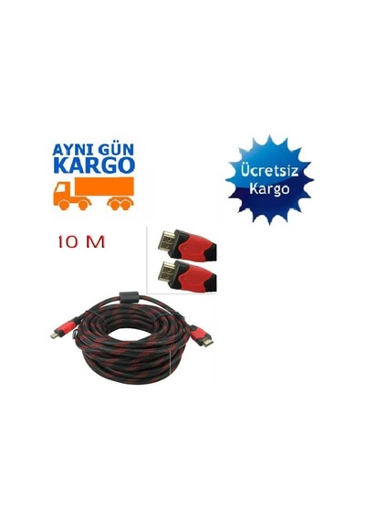 Hdmi Kablosu 10 Metre Lcd Laptop 4241P Tv Hd Ara Bağlanti Pc Uydu