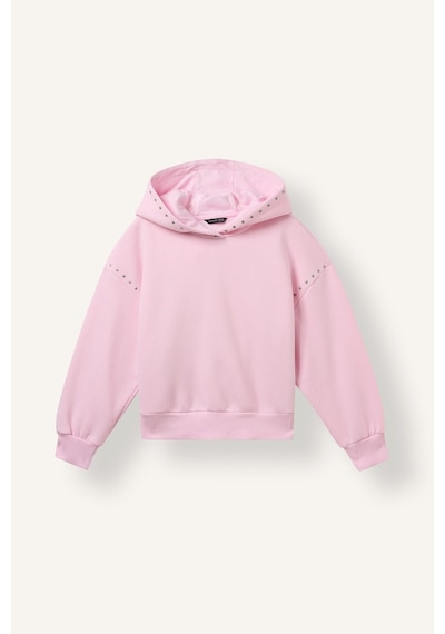 Defacto Oversize Kapüşonlu Zımba Detaylı İçi Yumuşak Tüylü Sweatshirt Kız Çocuk I6188a826wnpn646 Pembe-pn646