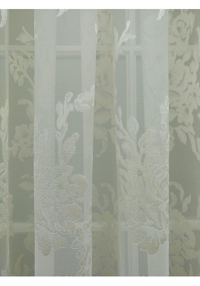 Gül Desenli Dantel Tül Perde, 200x260, Seyrek Pile, 1/2 Çok Renkli