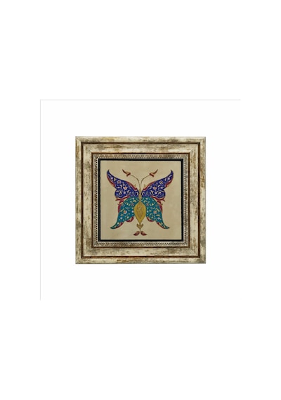 Kelebek Deseni Baskılı Taş Tablo 25x25