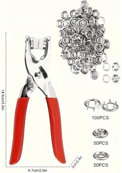 200 Adet Paslanmaz Çelik Çıt Çıt Ve Pense Seti Metal Çıt Çıt Makinesi, Kumaş Çıtçıt Düğme Set Standart