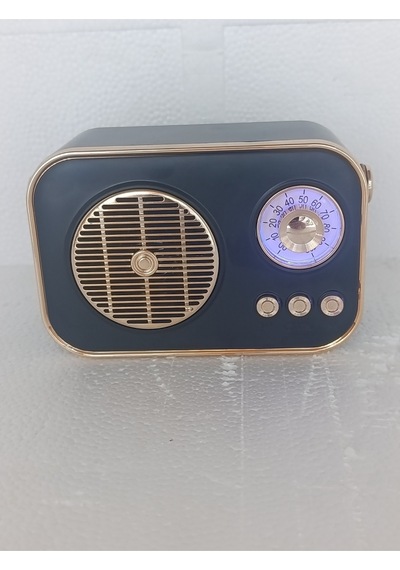 Nostaljik Retro Radio Parlak Kaplama Bluetooth Bağlantılı Hoparlör - Siyah- Tek Ebat