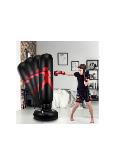 160 Cm Karate Desen Şişme Boks Torbası Siyah