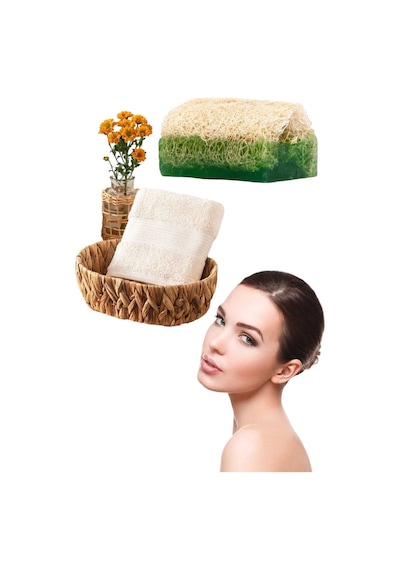 2li Set %100 Doğal Kabak Lifli Aloe Vera Sabun El Yüz Kurulama Hlu Çok Renkli