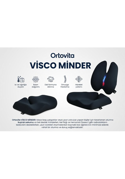 Yeni Nesil Visco Ortopedik Ergonomik Oto Ofis Koltuk Sandalye Bel Destek Minderi Ve Visco Oturma Minderi 2 Li Set Geometrik Siyah