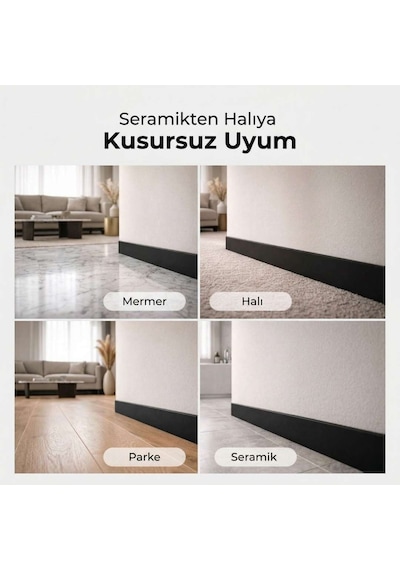 Espumo Kompozit Süpürgelik 10 cm Siyah | Suya Dayanıklı Parke Duvar Süpürgelik 2,40 m ESP406