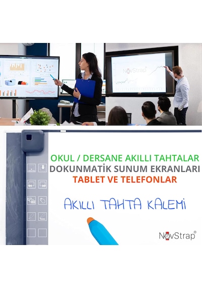 Novstrap Akıllı Tahta Kalemi + 2 Adet Yedek Uç Tüm Tablet Telefonlar İle Uyumlu Dokunmatik Kalem Çok Renkli