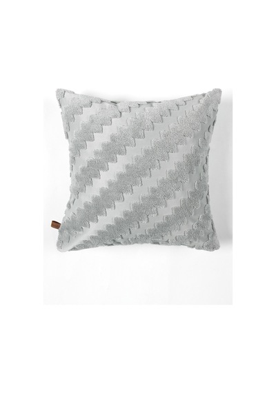 Bohem Özel Tasarım Punch Panç Desen Kare Dekoratif Kırlent Kılıfı 55x55 cm Zigzag Gri