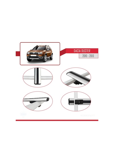 Dacia Duster 2010-2013 Arası İle Uyumlu Basic Model Ara Atkı Tavan Barı Gri 3 Adet
