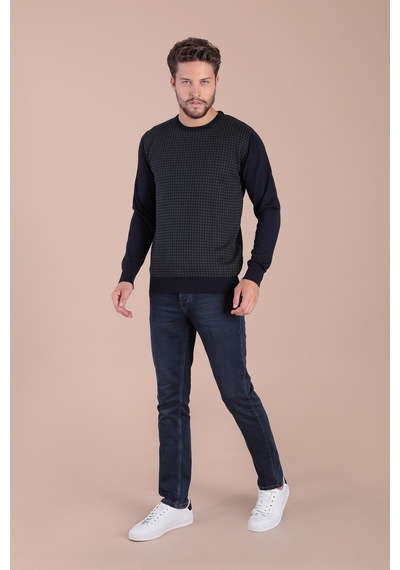 Ferraro Bisiklet Yaka Superfine Yün Kazak - Lacivert (490433389) Lacivert