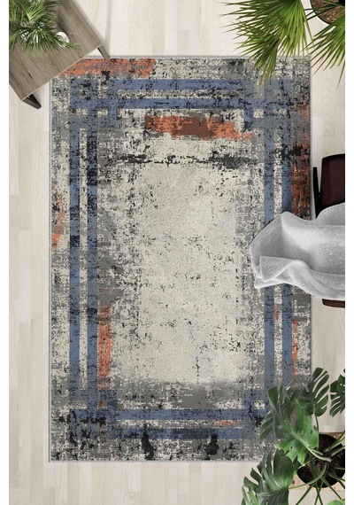Kaymaz Taban Yıkanabilir Halı Mutfak, Salon, Yatak Odası İçin Modern Dijital Baskı Halı Slnhalı01 - 0002 Çok Renkli