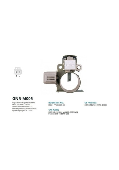 ALTERNATOR KONJEKTOR 12V MITSUBISHI L300 PANELVAN 65 AMP ALT. L. S GENON GNR-M005