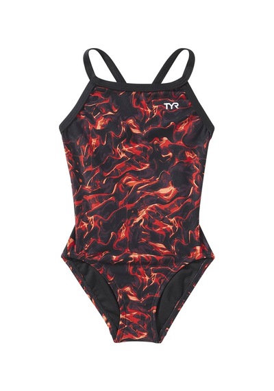 Tyr Durafast Elite Diamondfit Kız Çocuk Mayo - Energia Kırmızı - Siyah
