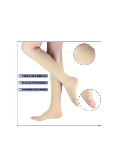 Shanghaı 25-30mmhg Basınçlı Diz Üstü Çorap&yüksek Esneklik&yumuşak Kumaş, Tüm Yönlerde Sıkıştırma Xl