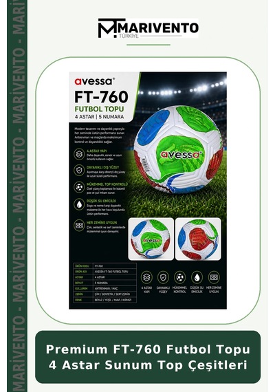 Premium Ft-760 Futbol Topu 4 Astar Sunum Top Çeşitleri Yeşil