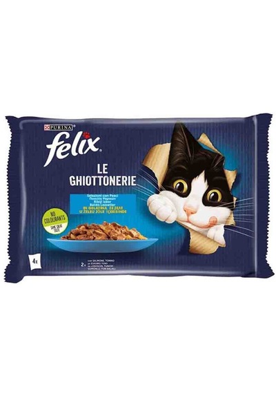 Felix Multipack Somonlu Ve Ton Balıklı Yetişkin Kedi Yaş Maması 4x85 Gr
