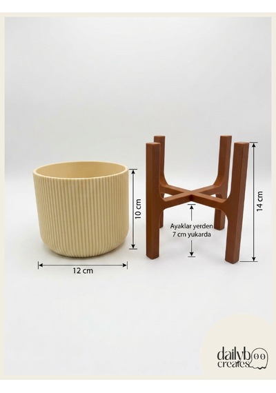 2 Renkli Ayaklı Saksı-modern Tarzlı Dekoratif Saksı-çiçek Ve Bitki Saksısı Bej