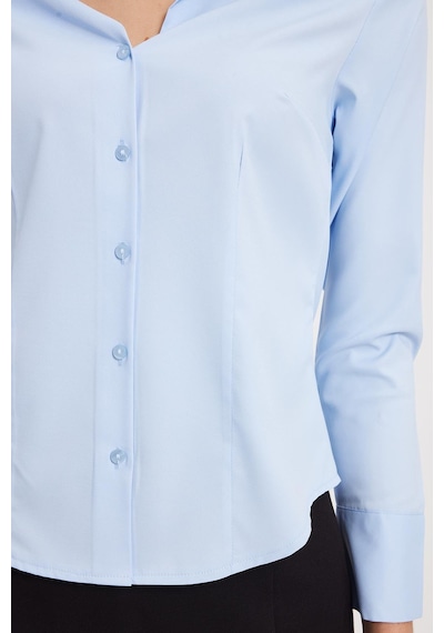 Tudors Kadın Slim Fit Dar Kesim Klasik Yaka Uzun Kollu Mavi Gömlek-40355 Mavi
