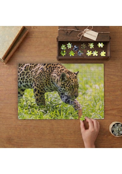 Avına Yürüyen Jaguar Tasarımı 240 Parça Ahşap Puzzle Ahşap Kutuda Mpy50010