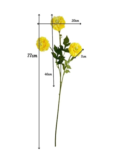 Yapay Çiçek Kasımpatı Sarı Uzun Dal 3 Çiçekli 77cm