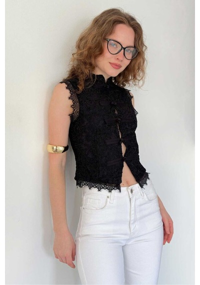 Verymoda Dantel Yelek D3026 Siyah