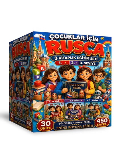Çocuklar İçin Rusça 3 Kitaplık Dev Eğitim Seti