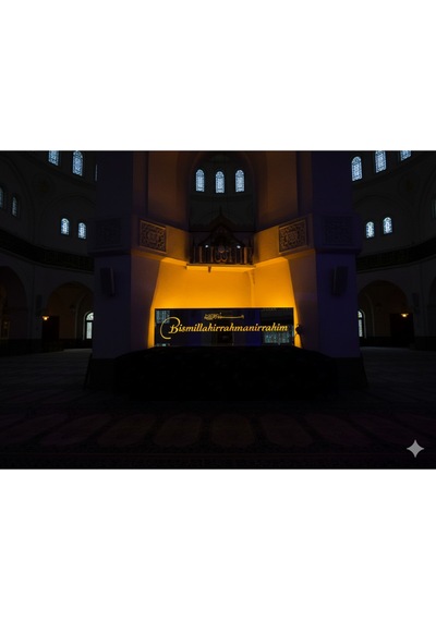 Digital Hayat Bizoteli Bronz Ayna Led Işıklı Besmele-i Şerif Yazılı 95x30 Cm Camii Ve Ev İçin Dekoratif İslami Tablo Siyah