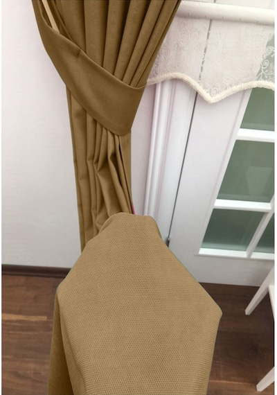 Evdepo Home Deniz Soft Pileli Fon Perde Deve Tüyü Hardal
