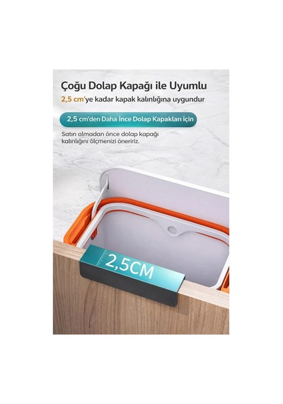 Ayrex 8.8 Lt Pp Malzeme Mutfak Tezgah Üstü Ve Dolap Askılı Çöp Kovası Genel