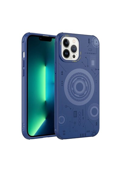 Apple Uyumlu iPhone 13 Pro Max Kılıf Zore Wireless Şarj Özellikli Desenli Hot Kapak Gold