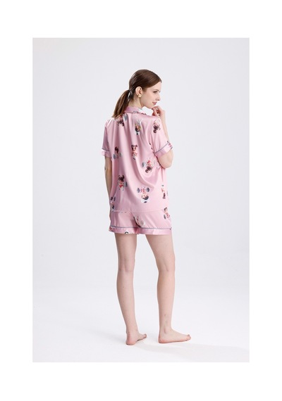 Laperissa Luna Desenli Saten Şortlu Pijama Takımı Pembe