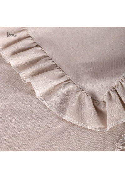 Dnc Home Tekstil Ndchome Fırfırlı Bej Keten Runner Masa Örtüsü Bej