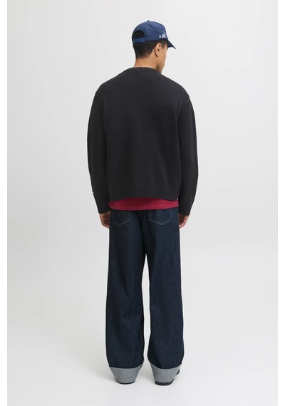 Jack & Jones Jornorrebro Knit Crew Neck Sn Erkek Kazak 12282728 Siyah