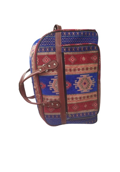 Erkan Çanta Çanta Kilim Desenli Valiz Lacivert - Kırmızı