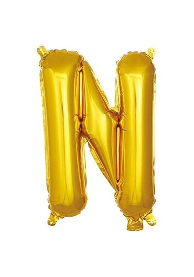 N Harfi 16 İnç Gold Renk Folyo Balon 36 Cm Altın 256