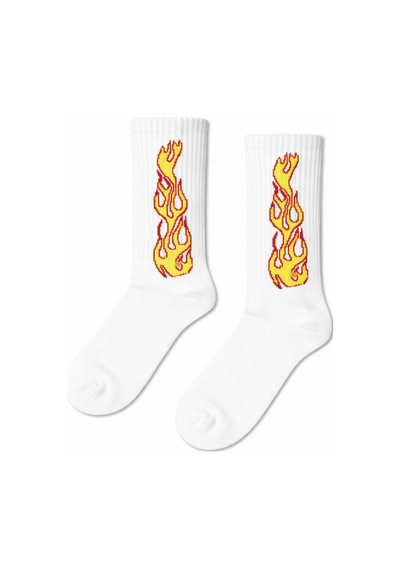 Carnaval Socks Beyaz Alev Desenli Renkli Çorap Çok Renkli