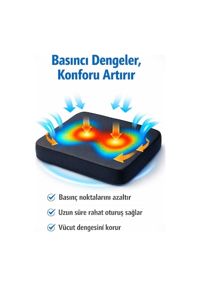Visko Ortopedik Oturma Kare Minder 44x44 Cm