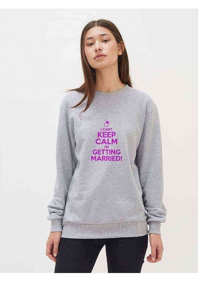 Can'T Keep Calm Can´T Keep Calm Baskılı Gri Kadın Sweatshirt