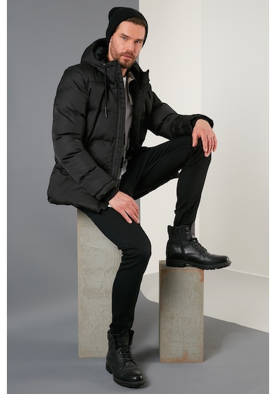 Buratti Kapüşonlu Suya Ve Rüzgara Dayanıklı Soğuk Geçirmez Slim Fit Erkek Mont 5717101 Siyah