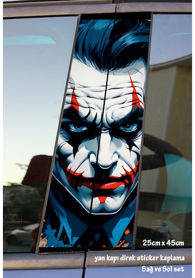 Asi Ukala Joker Oto Folyo Baskı Kaplama Araba Kapı Sticker Set