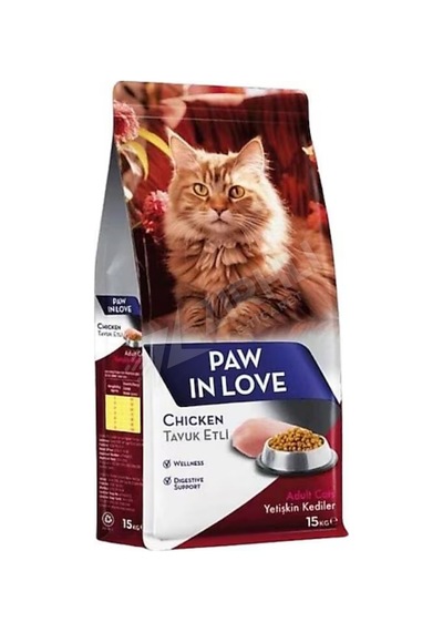 2 Adet Paw In Love Tavuklu Yetişkin Kedi Maması 15 Kg
