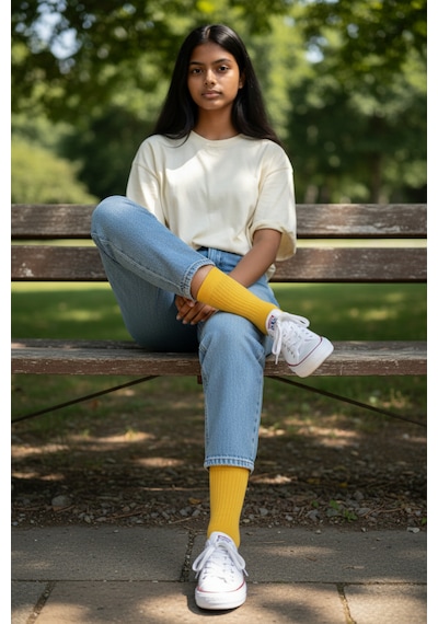 Socks Stores 6 Çift Unisex Renkli Pamuklu Soket Çorap - Renkli Tenis Boy Çorap Sarı
