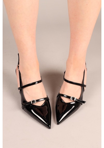Birikon Vesper Çapraz Bağlı Stiletto Siyah-7887 Siyah