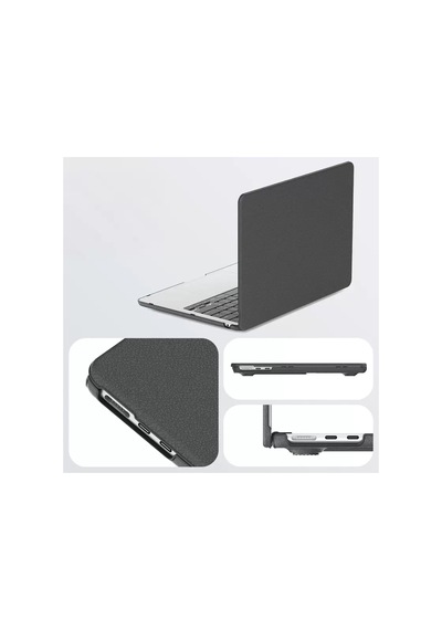 Newface Apple MacBook Uyumlu Air 15 2024 Apple MacBook Uyumlu Deri Kapak - Siyah