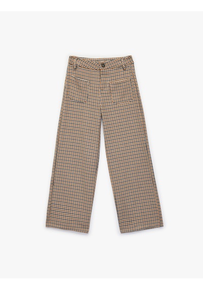 Koton Yüksek Bel Viskon Karışımlı Geniş Paça Pantolon Kahverengi Ekose 6skg40088aw Kahverengi Koton Yüksek Bel Viskon Karışımlı Geniş Paça Pantolon Kahverengi Ekose 6skg40088aw Kahverengi