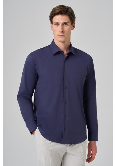 Morven Erkek Lacivert Slim Fit Sert Yaka Gömlek 26mc004003200 Lacivert
