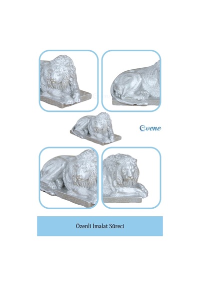 Dekoratif Biblo Yeleli Aslan Heykel El Yapımı Hediyelik Süs Eşyası Model Aslan3 - Gümüş